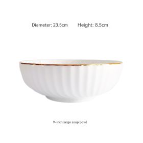 Golden Trim Bone China Western Cuisine Plate Household Dinner Plate Plate Dish Dishware Suit Combination Plate (Option: 9 Inch Big Soup Bowl)